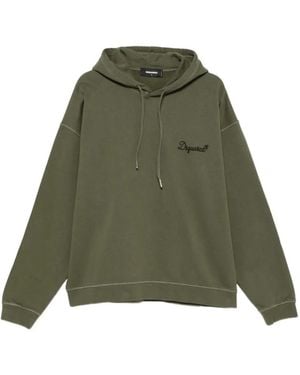 DSquared² Embroidered-Logo Drawstring Hoodie - Green