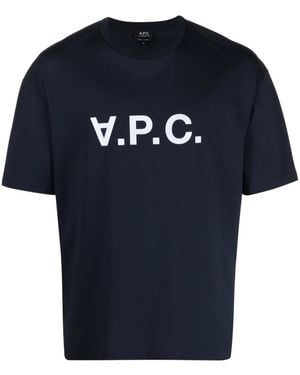 A.P.C. River T-Shirt Mit Beflocktem Logo - Blau
