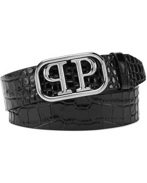 Philipp Plein Ceinture Shiny Skull En Cuir - Noir