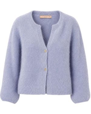 Kristina Ti Flower-Button Knit Cardigan - Purple
