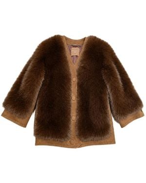 Ermanno Scervino Mantel Mit Faux-Fur-Einsätzen - Braun