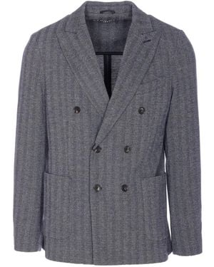 Circolo 1901 Double-Breasted Chevron Jacket - Gray