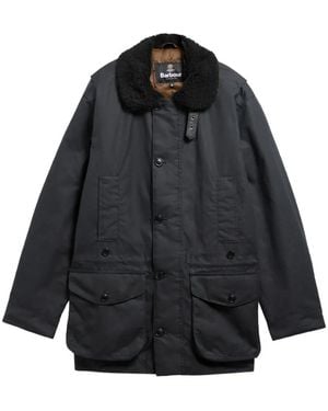 Barbour Faux-Shearling-Collar Single-Breasted Coat - Black