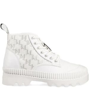 Karl Lagerfeld レースアップ アンクルブーツ - ホワイト