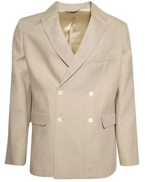 Bode Linen Double-Breasted Blazer - Natural