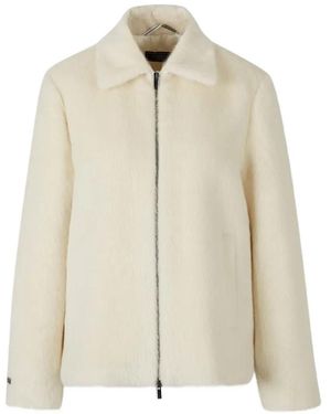 Peserico Zip-Up Faux-Fur Jacket - Natural