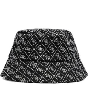 Guess Rhinestone-Embellished Bucket Hat - Black