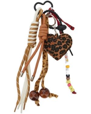 MC2 Saint Barth Leopard-Print Heart-Motif Keyring - White