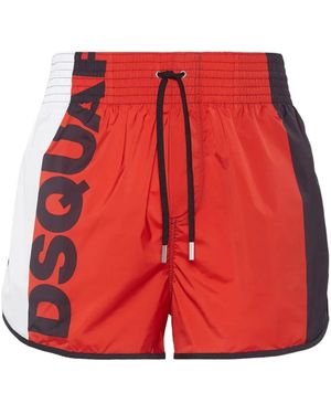 DSquared² Colorblock Swim Shorts - Red
