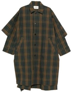 Henrik Vibskov Tartan Layered-Sleeve Coat - Green