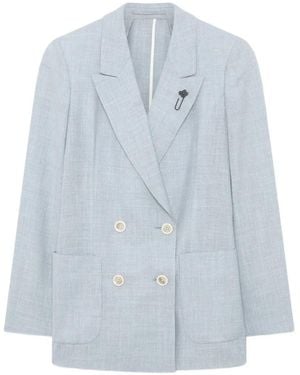 Lardini Double-Breasted Peak-Lapel Blazer - Blue