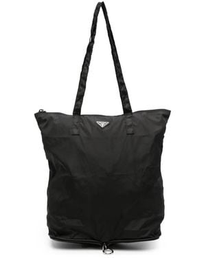 Prada Borsa Tote Re-Nylon Con Pendente - Nero