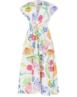 Rosie Assoulin Swept Away Fruit-Print Cut-Out Midi Dress - White