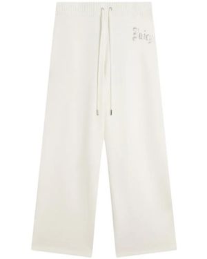Juicy Couture Rhinestone-Logo Knit Palazzo Trousers - White