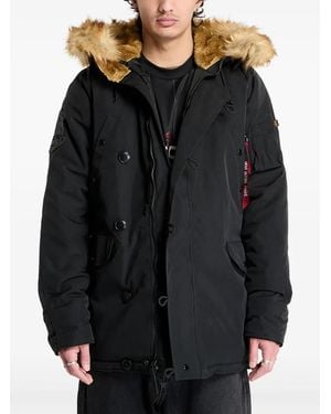 Alpha Industries Explorer Fur-Trimmed Parka Jacket - Black