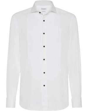 Brunello Cucinelli Cotton Tuxedo Shirt - White