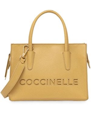 Coccinelle Logo-Debossed Pebbled Tote Bag - Metallic