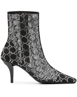 Gucci Bota de Tacón Medio con GG Para Mujer - Negro