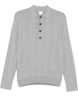 Eleventy Ribbed Polo Shirt - Grey