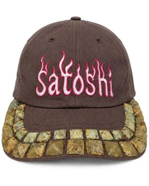 Satoshi Nakamoto Logo-Embroidered Studded Baseball Cap