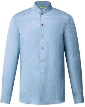 Shanghai Tang Geometric-Jacquard Shirt - Blue