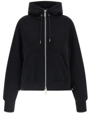 Sacai Zip-Up Drawstring Hoodie - Black
