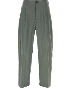 Maison Margiela Pleated Plaid-Insert Trousers - Grey
