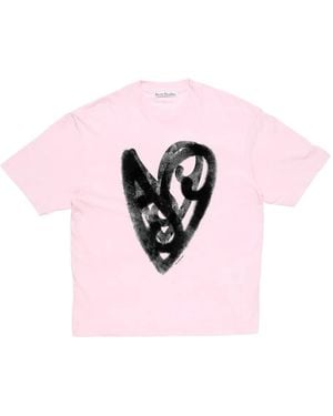 Acne Studios Heart-Print T-Shirt - Pink