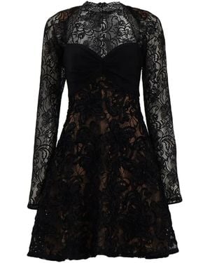 Tadashi Shoji Sayda Lace Appliqué Dress - Black