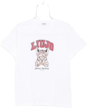 Liu Jo Cat-print T-shirt - Blanco
