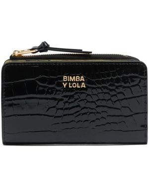 Bimba Y Lola Crocodile-Effect Zip-Around Wallet - Black