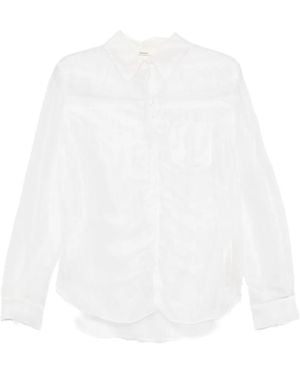 KHAITE Chemise Froncée À Poche Poitrine - White