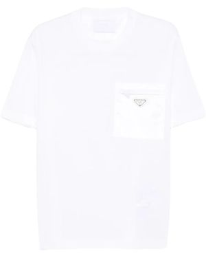 Prada Re-Nylon Triangle-Logo T-Shirt - White