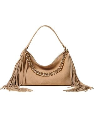 Twinset Liliane Medium Suede Bag - Natural