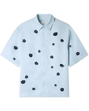 Sandro Chemise À Fleurs Floquées - Blue
