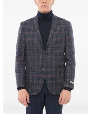 Corneliani Check-Pattern Single-Breasted Blazer - Blue