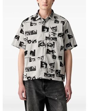 Neighborhood Graphic-Print Short-Sleeve Shirt - Grey