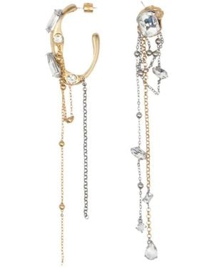 Bimba Y Lola Two-Tone Earrings With Crimped-Crystals And Chains - White