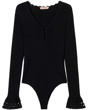 Twinset Gebreide Body Met Geometrisch Patroon - Zwart