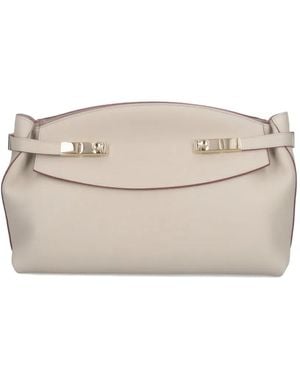 Ferragamo Hug Structured Clutch Bag - Natural