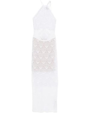 Just Cavalli Tie-Neck Pattern Dress - White