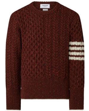 Thom Browne Donegal 4-Bar Aran Pullover Mit Zopfmuster - Braun