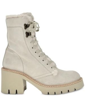 Pedro Garcia Zineta Shearling-Trim Ankle Boots - White