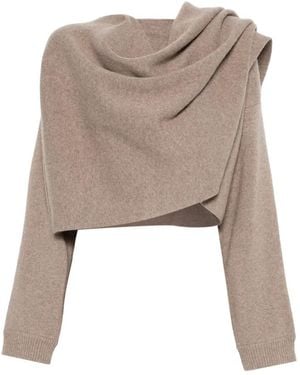 Magda Butrym Draped Wool Poncho - Natural
