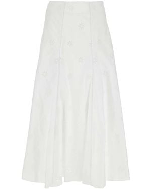Chloé Broderie-Anglaise Poplin Skirt - White