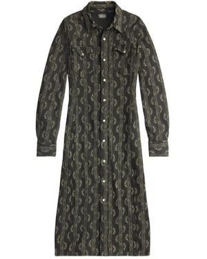 RRL Buttoned Floral Shirt Dress - Grey