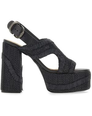 Castañer Embroidered Platform Sandals - Black