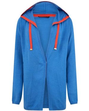 Moorer Hooded Knit Jumper - Blue