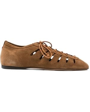 Isabel Marant Leyza Gd Laced Cut-Out Ballet Flats - Brown
