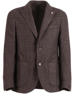 L.B.M. 1911 Checked Single-Breasted Blazer - Brown